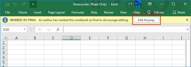 excel file unlock read only